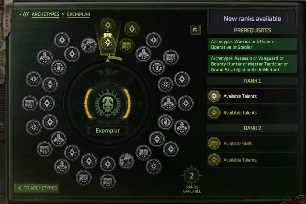 Exemplar archetype in Warhammer 40000 Rogue Trader
