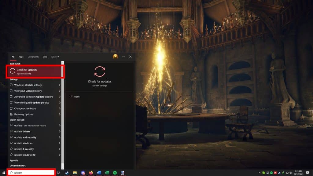 Windows Search for Updates