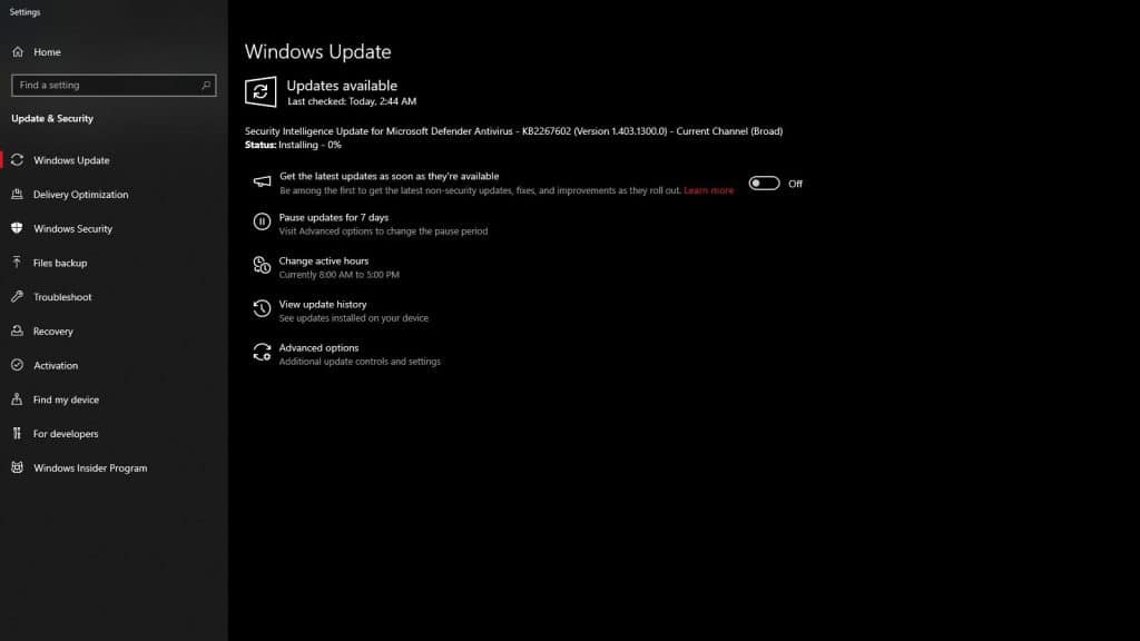 Windows Update downloading