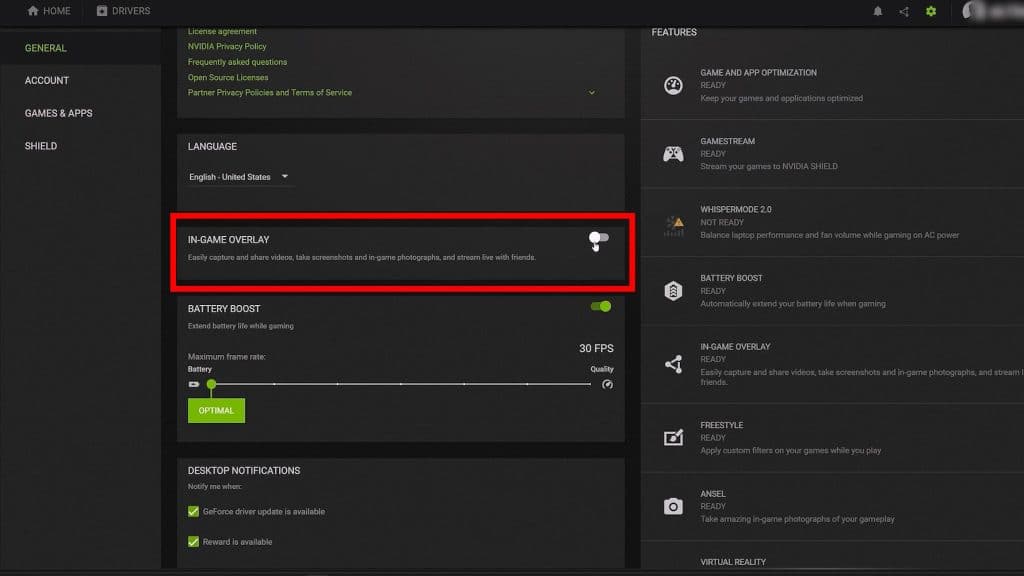 In-game Overlay disabled