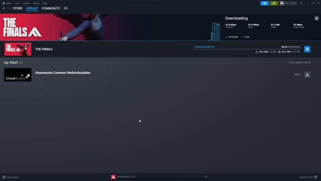 The Finals downloading on Steam