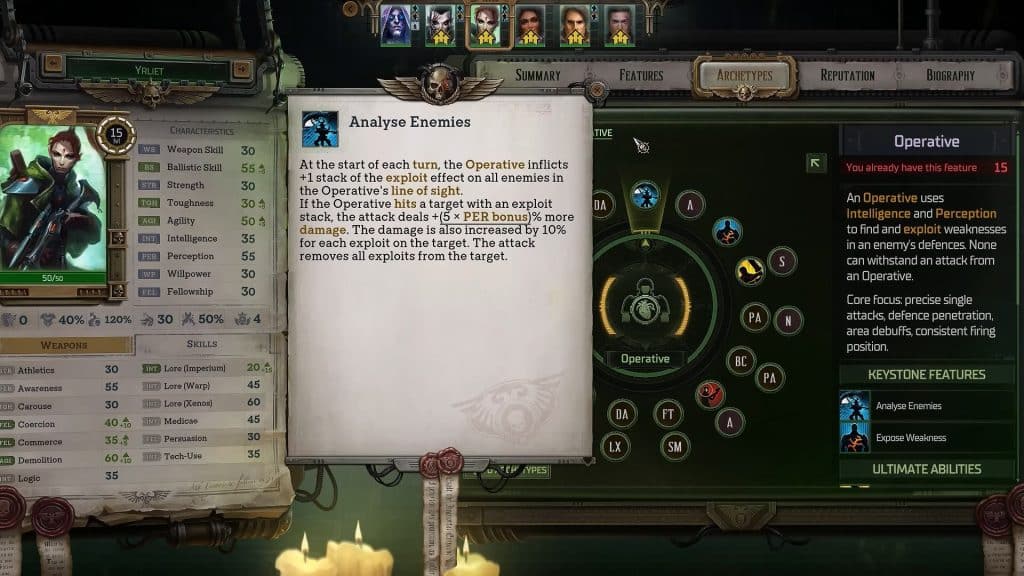 Yrliet Sniper Assassin Build Guide in Warhammer 40K Rogue Trader - Operative locked