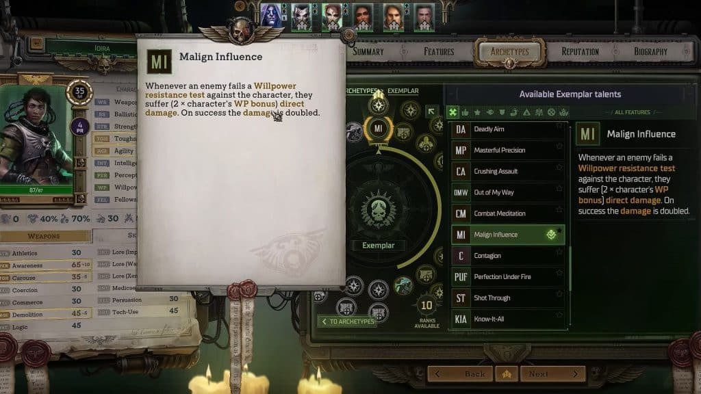 Idira Spellcaster Psyker Build Guide in Warhammer 40K Rogue Trader - Exemplar Part 1