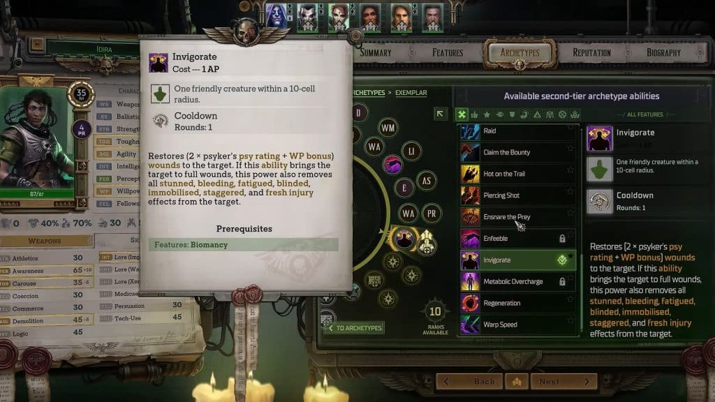 Idira Spellcaster Psyker Build Guide in Warhammer 40K Rogue Trader - Exemplar Part 2