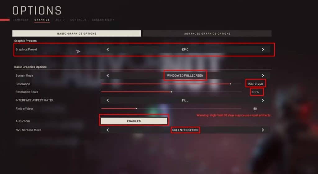 Basic Graphics Options