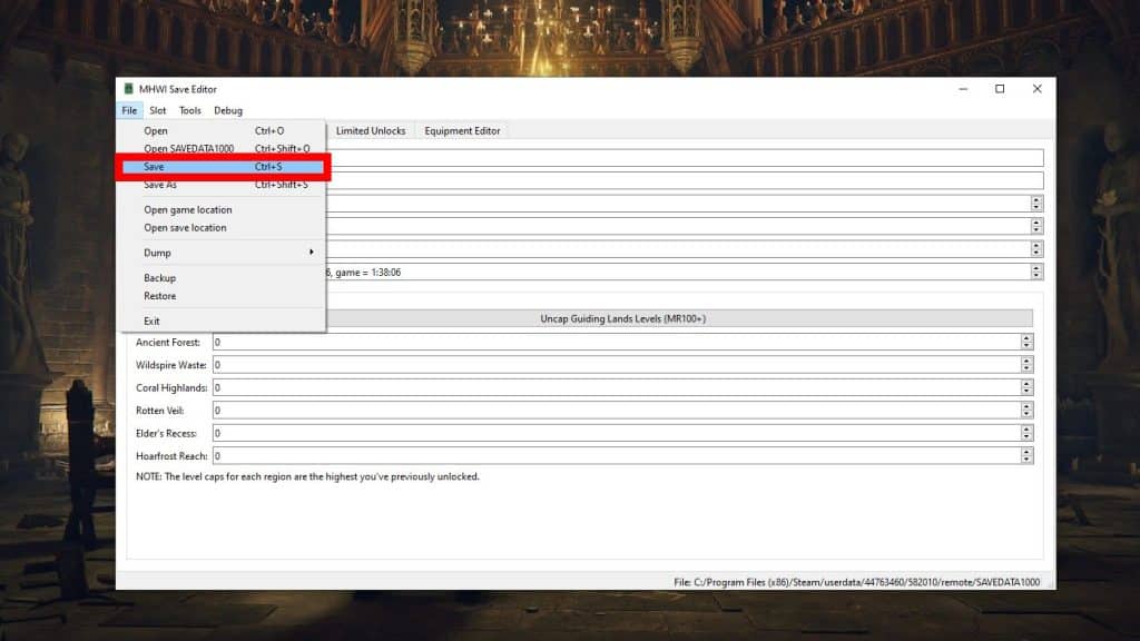 Save Editor usage - step 6