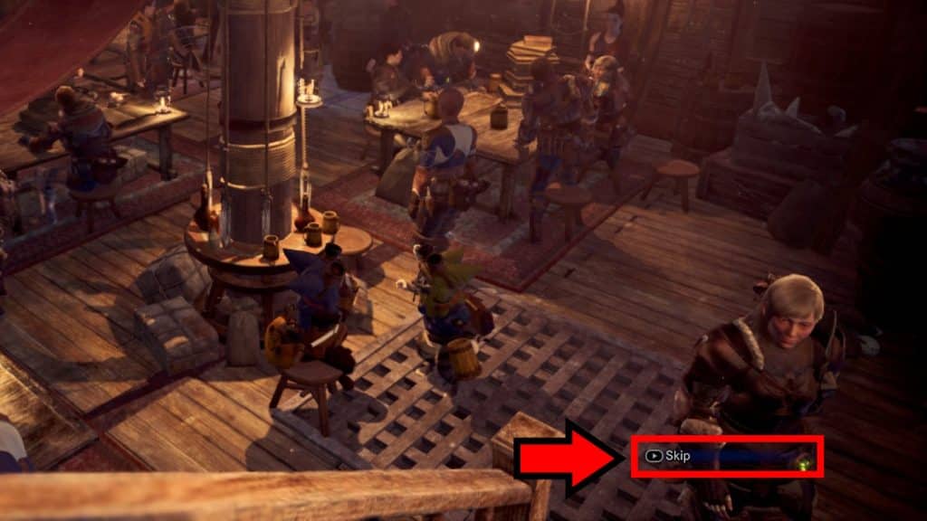 Skip button on screen