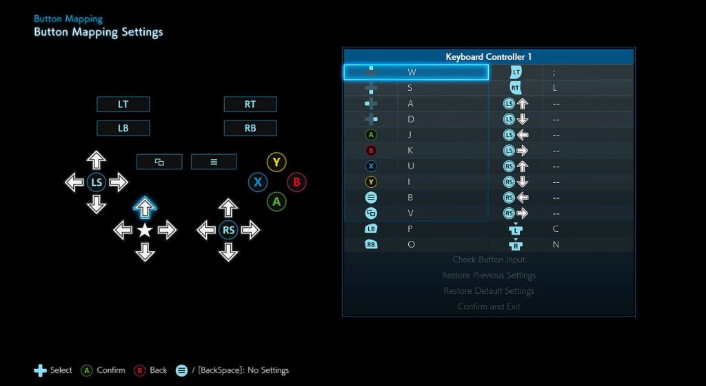 Keyboard controls