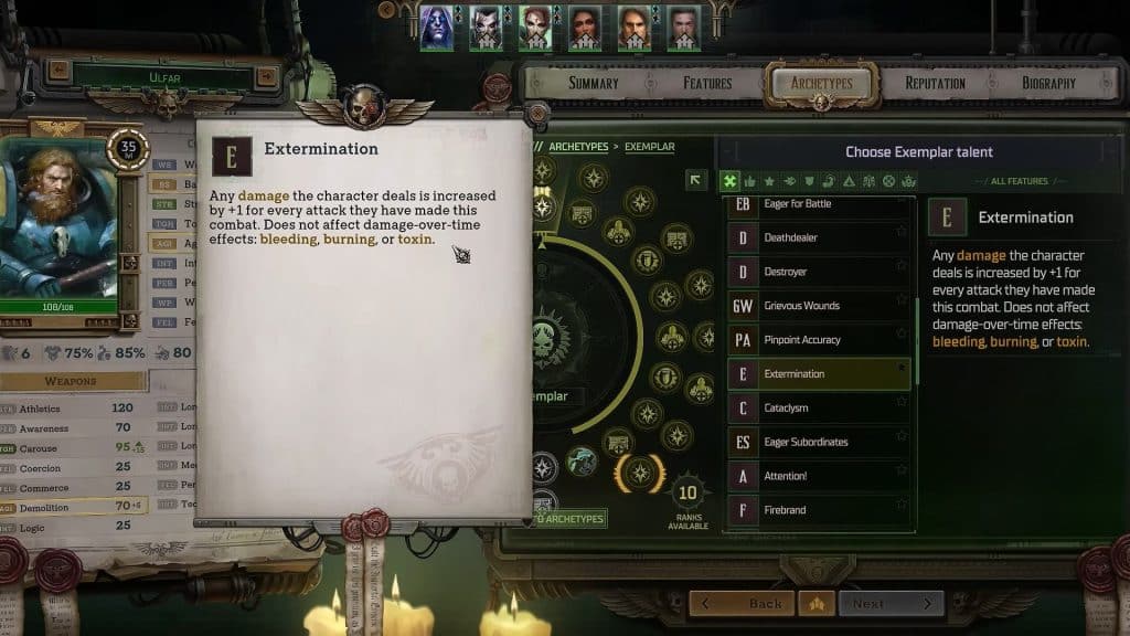 Warhammer 40K Rogue Trader: Ulfar Burst Space Marine Build - Exemplar
