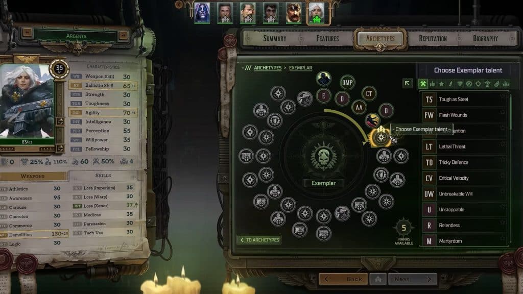 Warhammer 40K Rogue Trader: Argenta Sniper Build Guide - Exemplar done