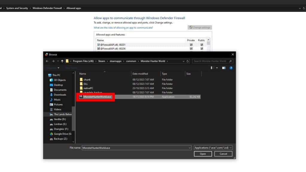 MH:W's executable file