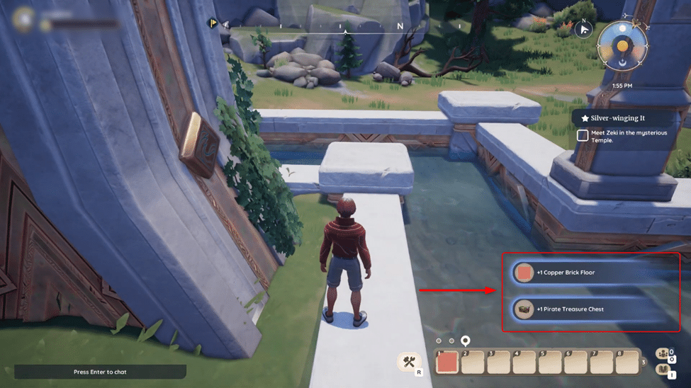 Character looting a chest in Palia 2