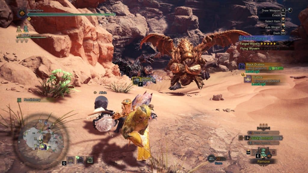 Some players fight a Tempered Diablos in the Guiding Lands