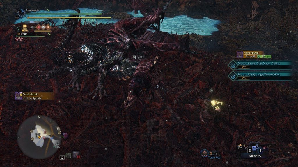 A Hunter boasts near a dead Arch Tempered Elder Dragon
