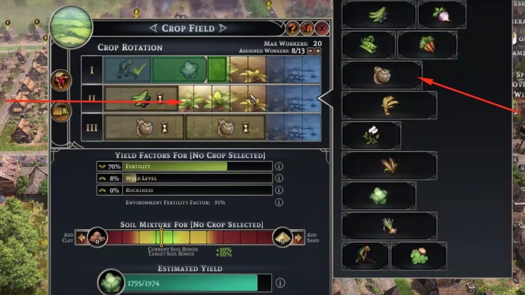 Crop Field Rotation Menu