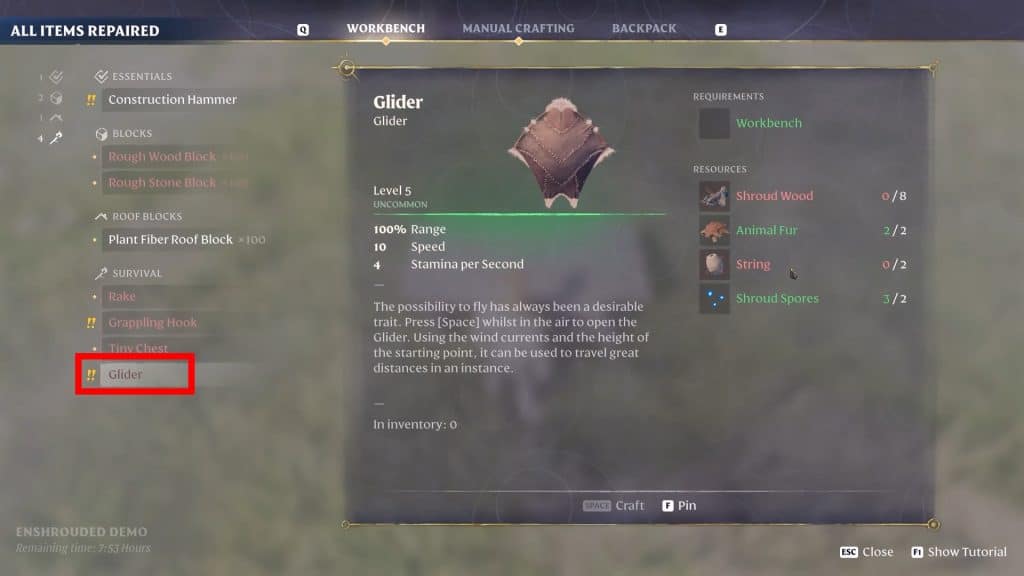Glider recipe