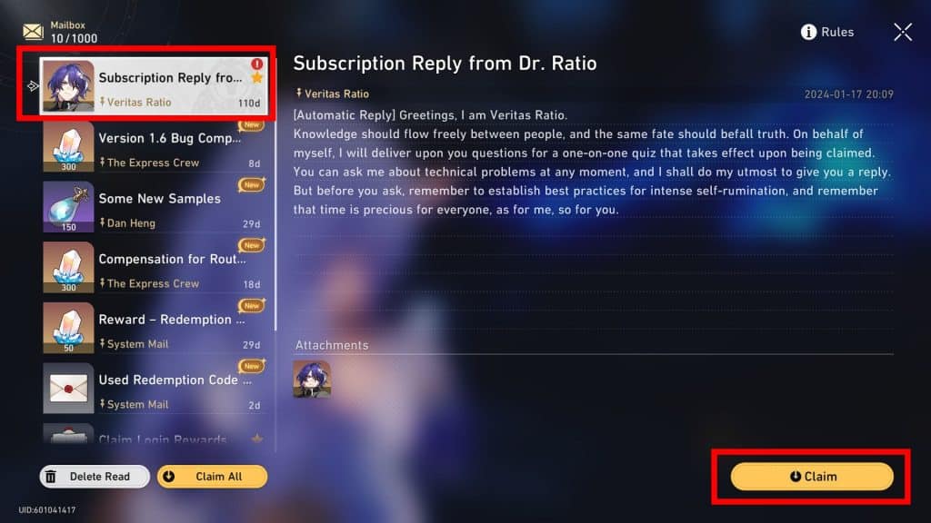 Dr. Ratio's e-mail