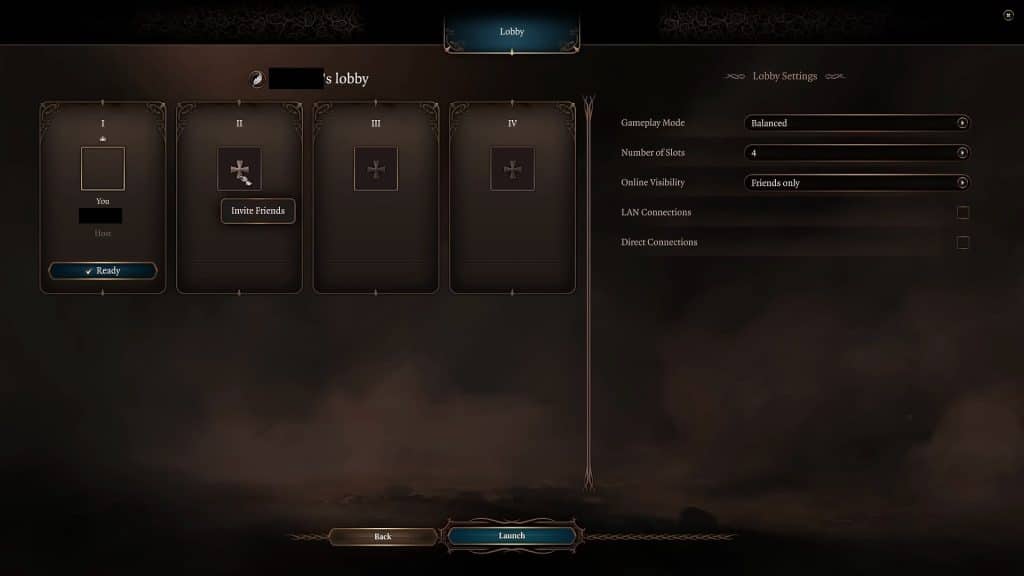 Hosting a multiplayer lobby