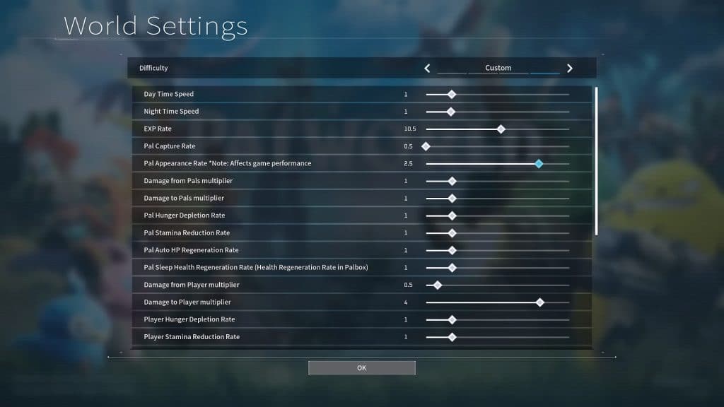 Custom Difficulty settings