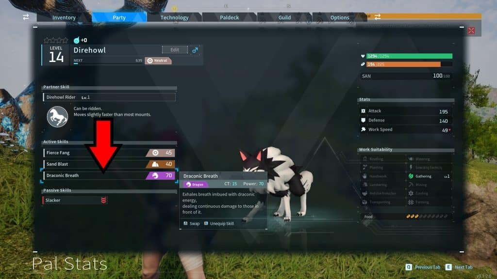 Direhowl with Dragon Breath after eating the Skill Fruit