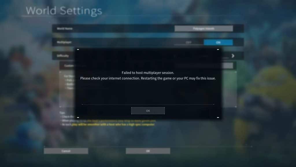 The error screen, saying to restart the game and PC