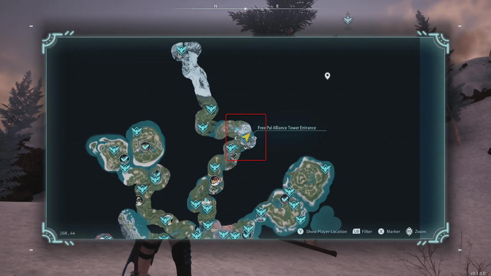 Map location in Palworld 