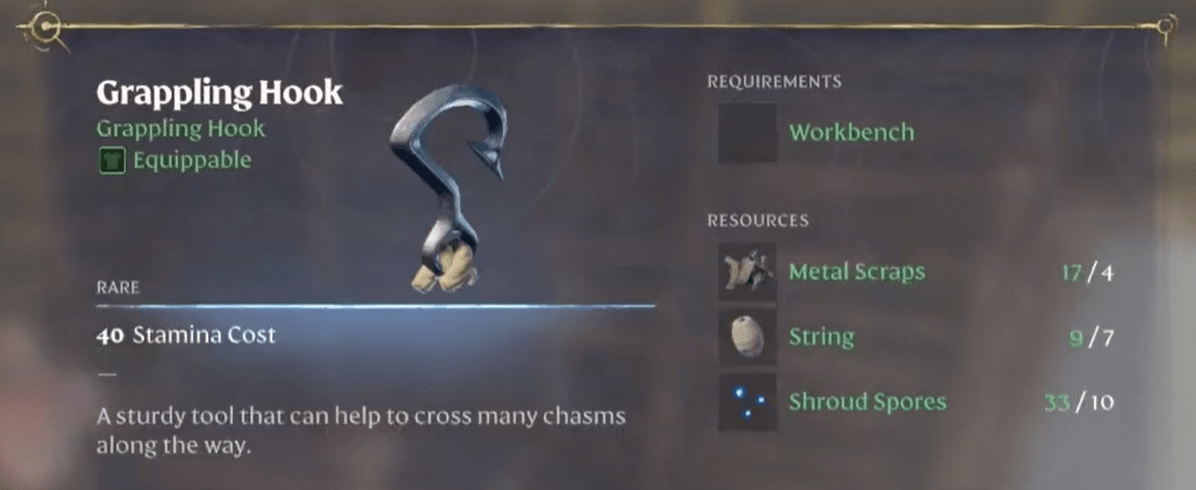 Grappling Hook in Enshrouded