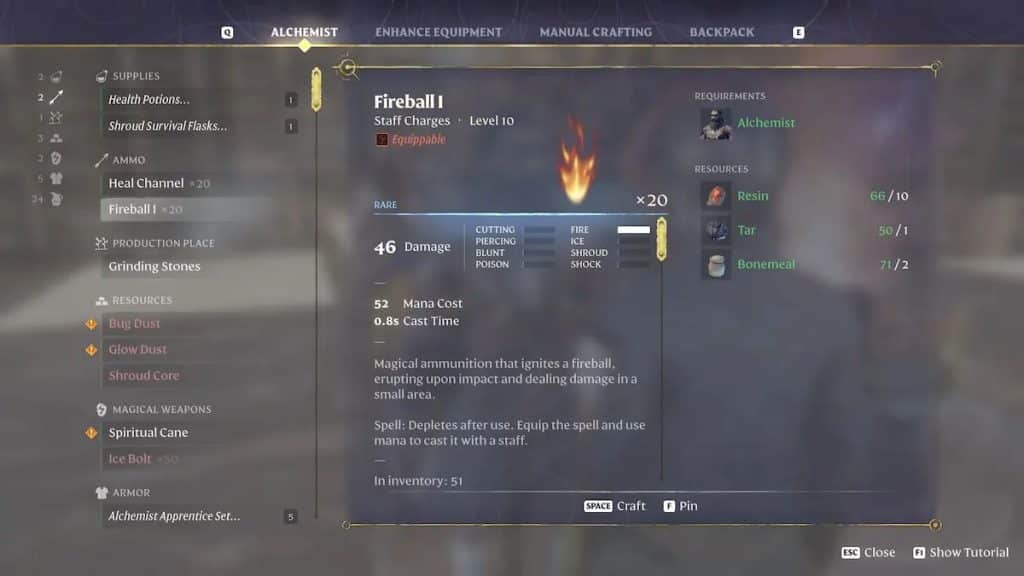 Fireball I charge