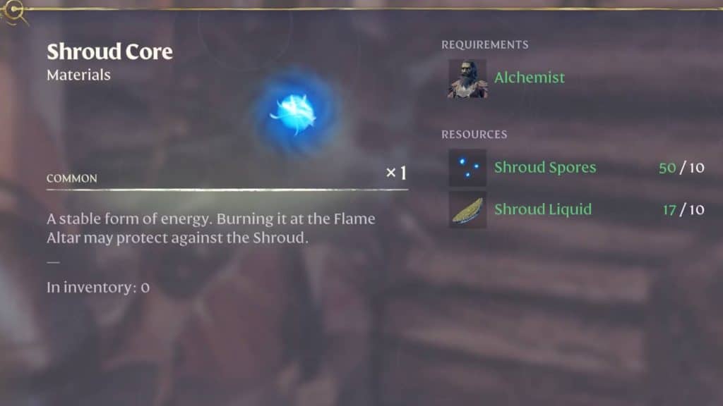 Shroud Core recipe