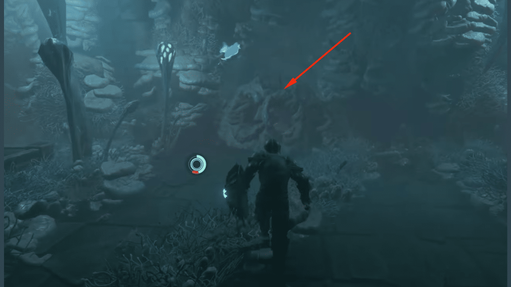 the 1st obstacle you come across in the lower level of the catacombs