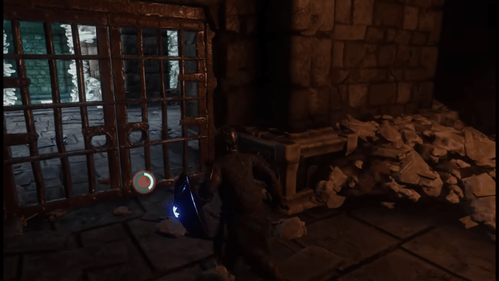 the metal gate that needs to be opened using a lockpick