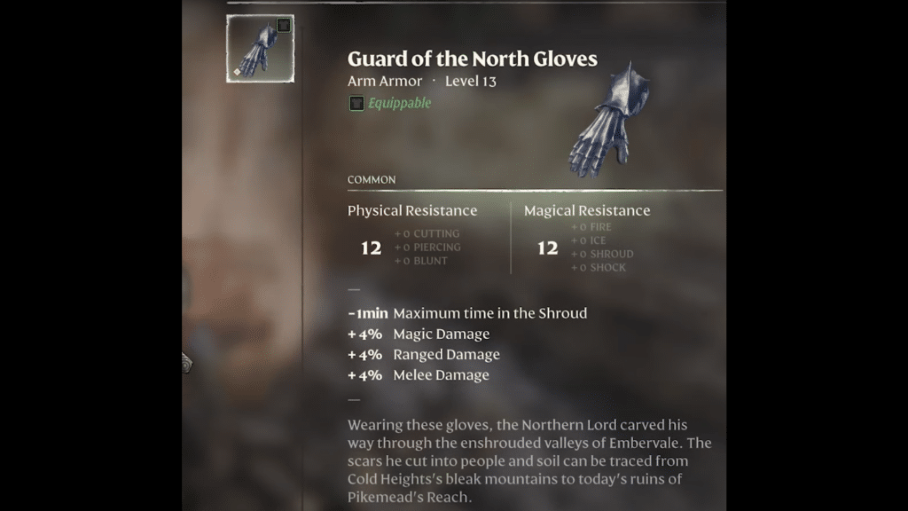 item description for gloves
