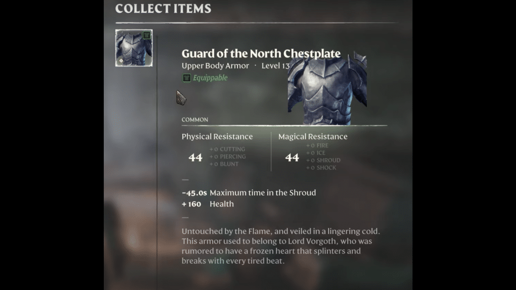 Chestplate item description