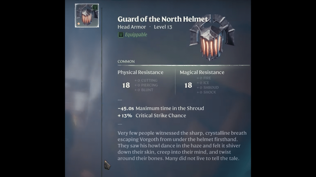 Helmet item description