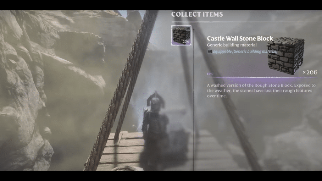 castle wall stone block chest on top of hanging platform