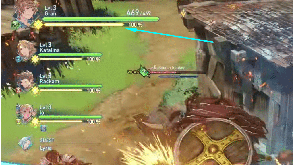 arrow pointing at skybound art meter