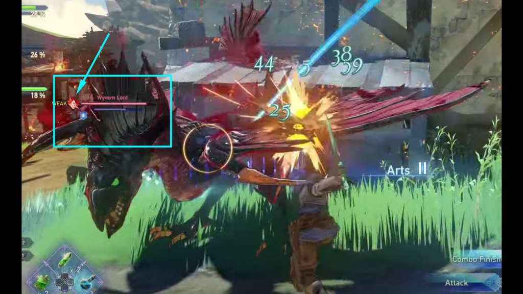 picture indicating elemental weakness of an enemy