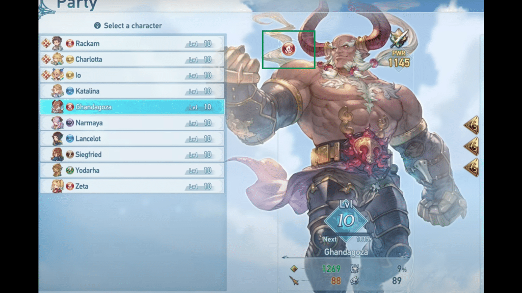 the strong element of the character Ghandagoza