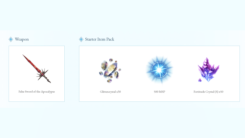 weapon and starter bonus player will get