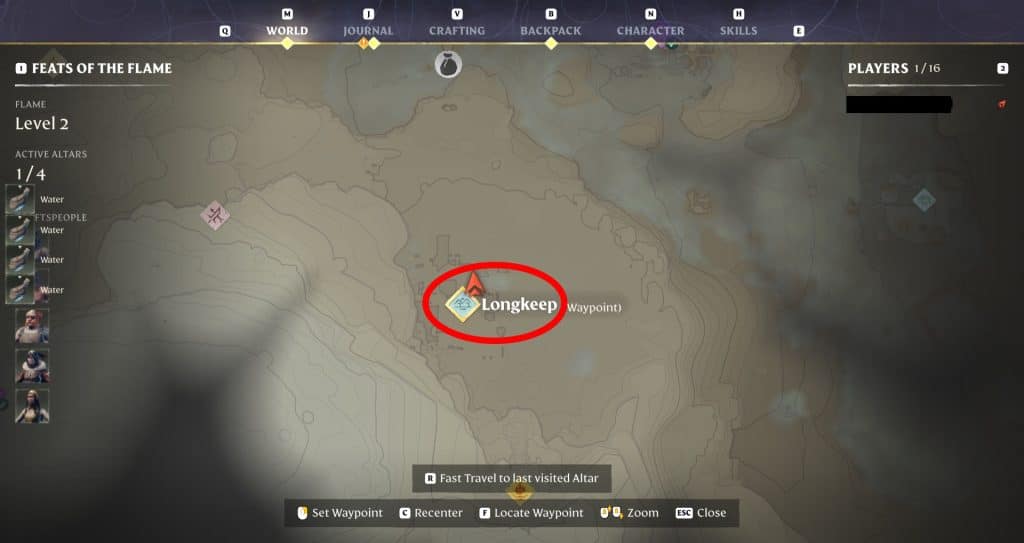 Longkeep map