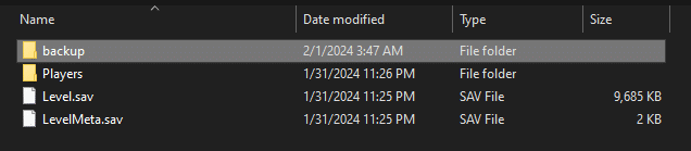 Backup folder for Palworld