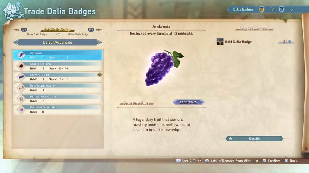 Potential trade rewards