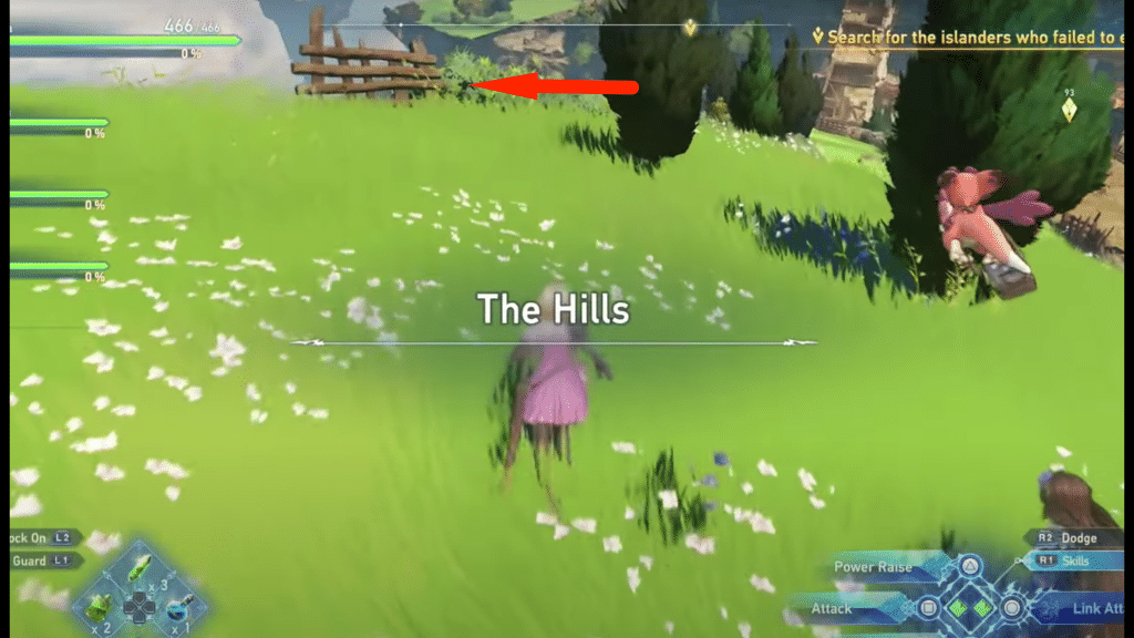 marker showing where to go after entering the hills