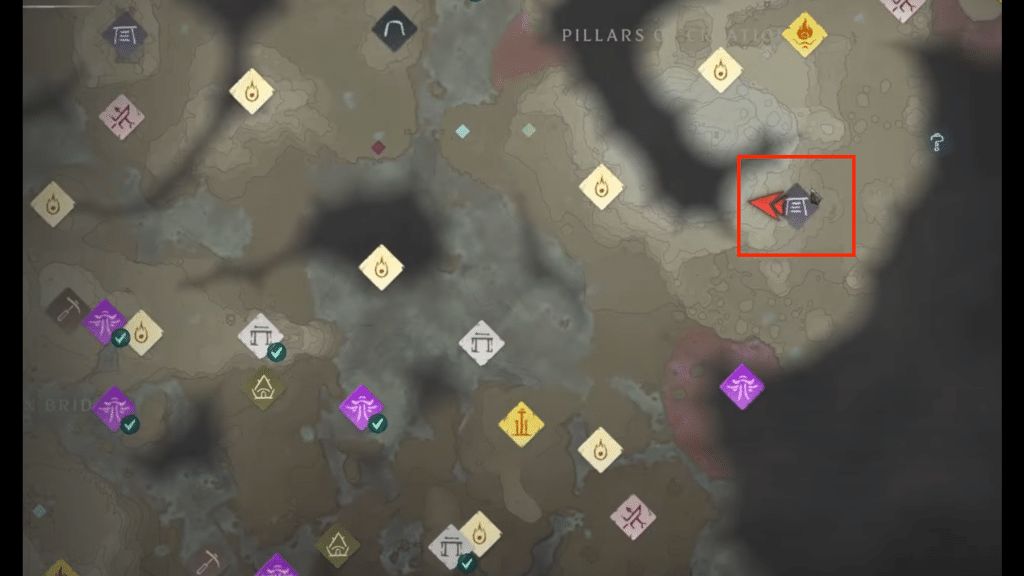 map marked with the location to ravens fort