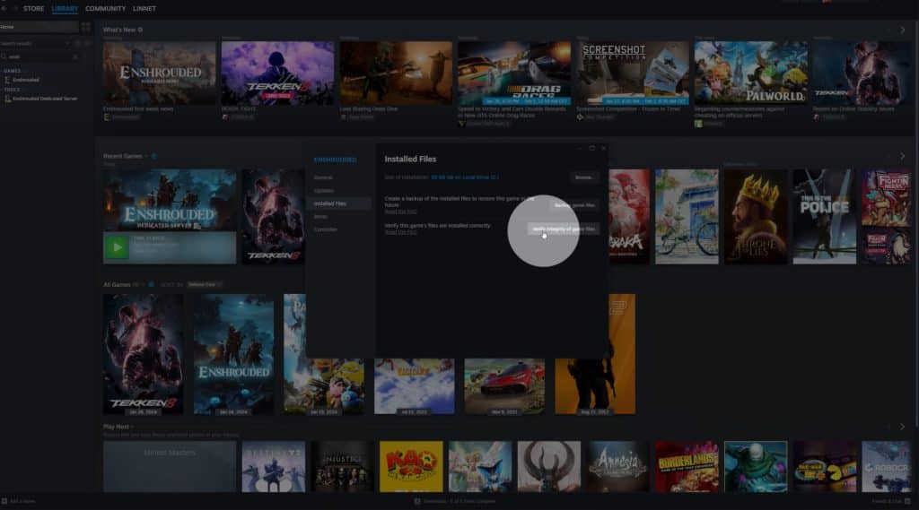 Verify integrity of game files from Steam