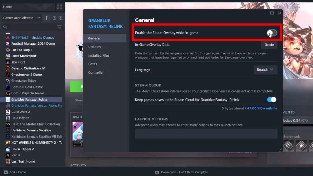 Steam Overlay toggle