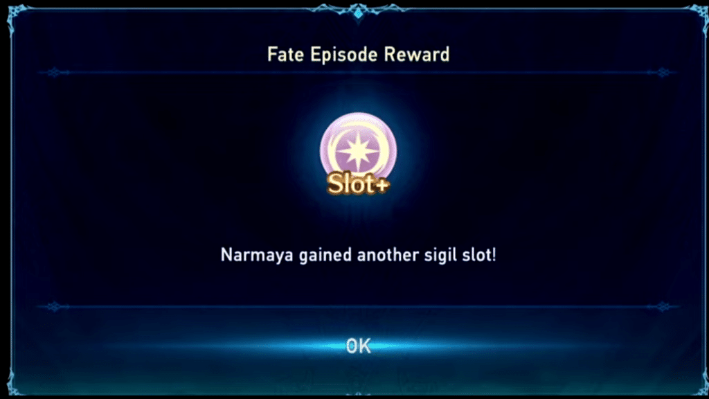 pop that appears when you unlock sigil slot