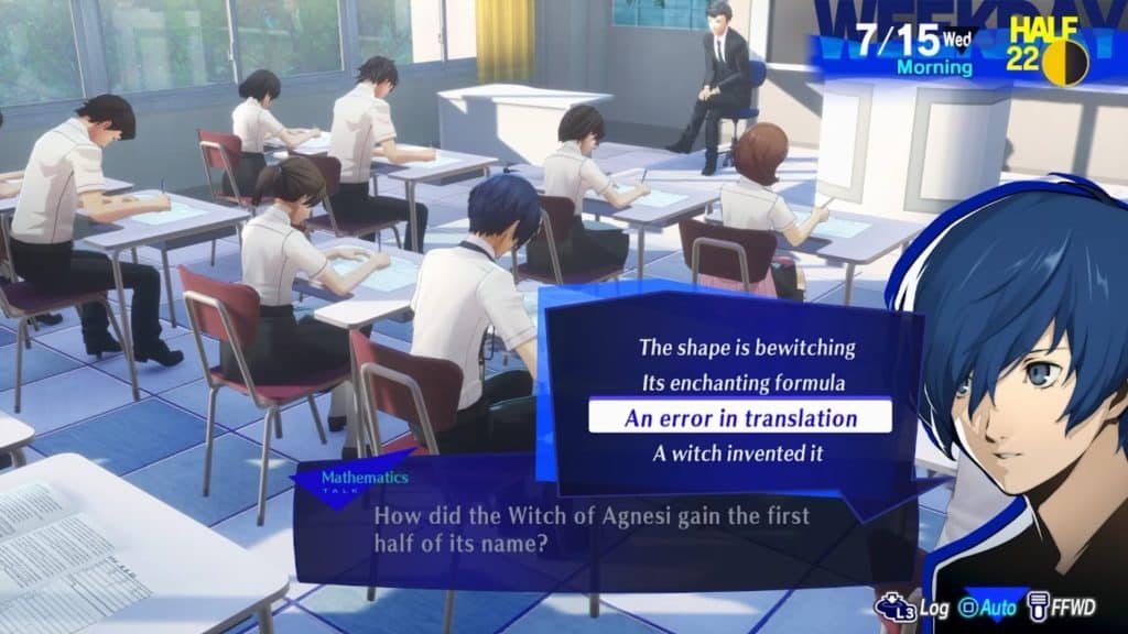 Persona 3 Reload: All Correct Answers to Class Questions - School Questions Screenshot