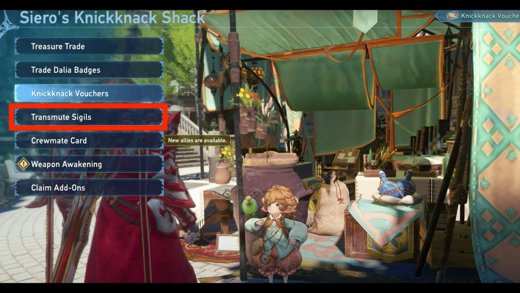 transmute sigil option from siero's shack