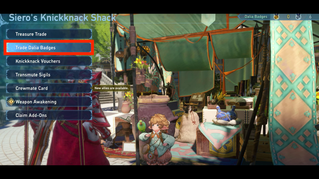 trade dalia option in siero's shack